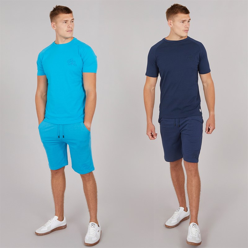 Mens Two Pack Aurelio Barreca T-Shirt And Shorts Set Navy/Turquoise 3 Mens Two Pack Aurelio Barreca T-Shirt And Shorts Set Navy/Turquoise