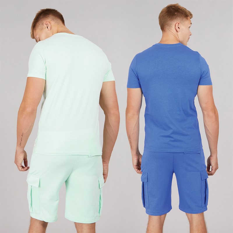 Mens Two Pack Aurelio T-Shirt And Cargo Shorts Set Aqua/Blue 2 Mens Two Pack Aurelio T-Shirt And Cargo Shorts Set Aqua/Blue
