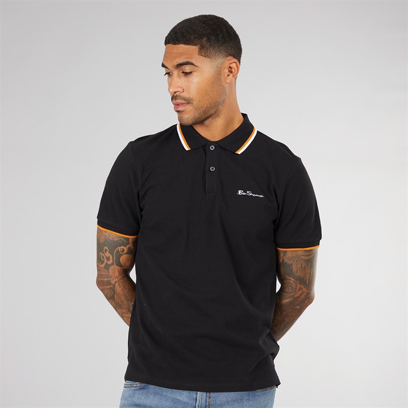 Mens Twin Tipped Polo Black