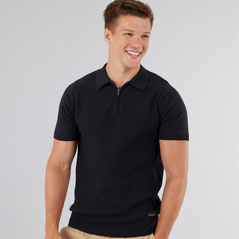 Mens Brescia Knitted Polo Black