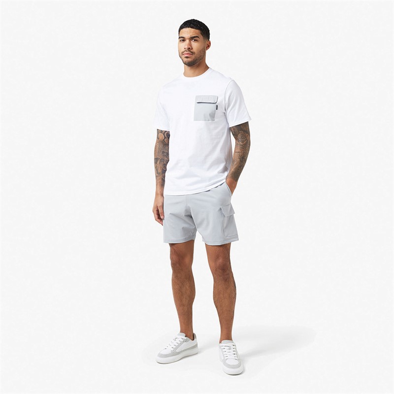 Mens Contrast Nylon Pocket Twinset White/Grey