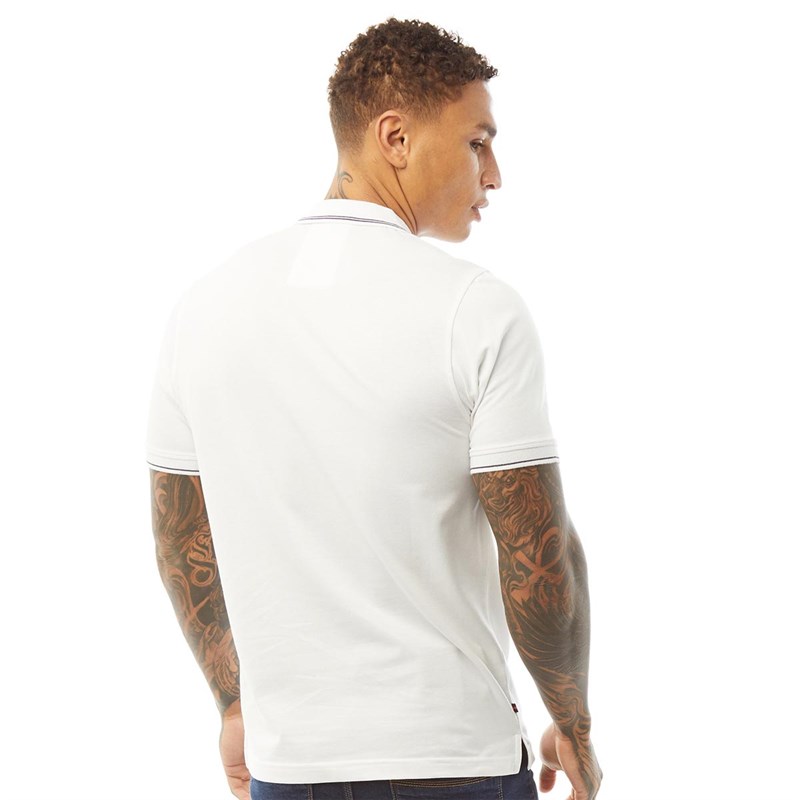 Mens Texas Tip Polo White/Navy 2 Mens Texas Tip Polo White/Navy