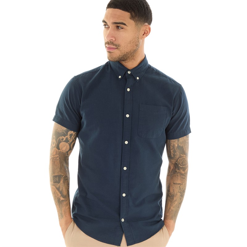 Mens Classic Short Sleeve Oxford Shirt Navy Blazer 1 Mens Classic Short Sleeve Oxford Shirt Navy Blazer