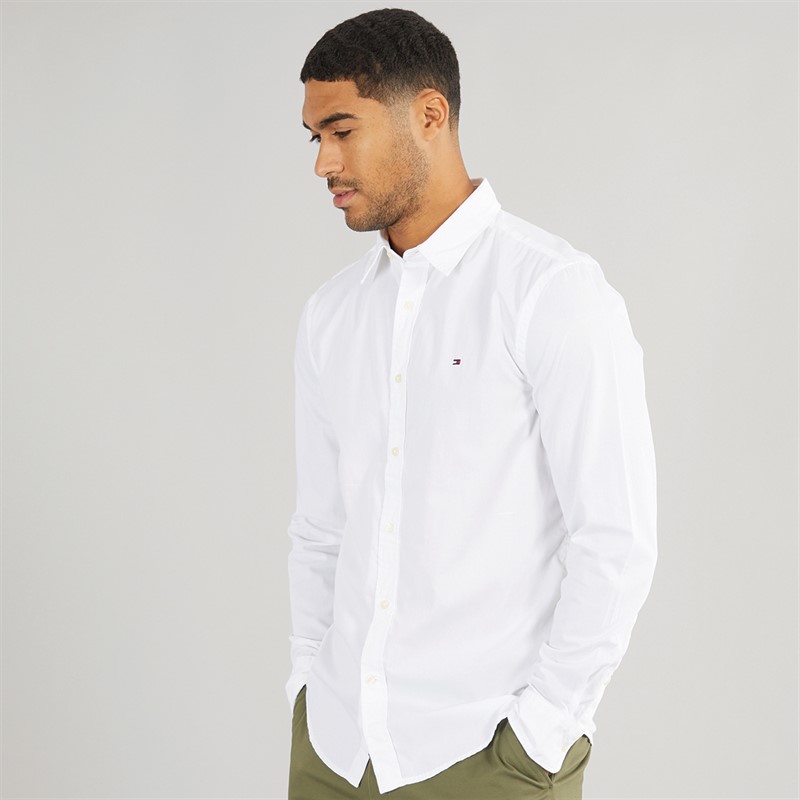Mens Flex Poplin Kent Long Sleeve Shirt Optic White