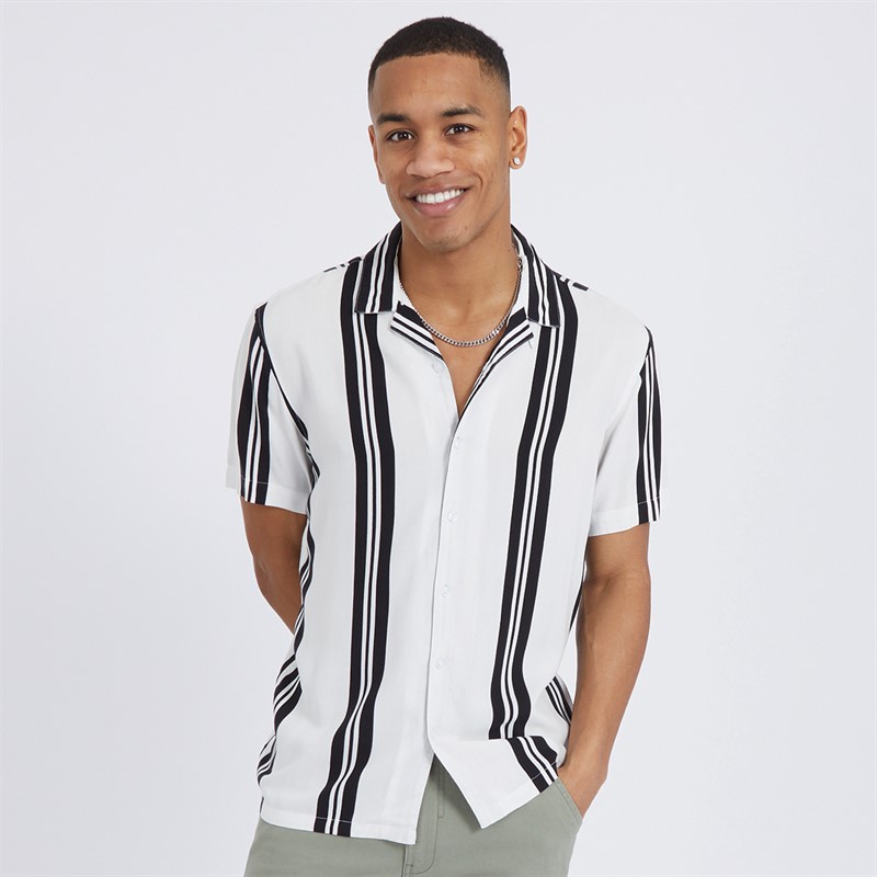 Mens Rhone Short Sleeve Shirt Optic White/Black Print
