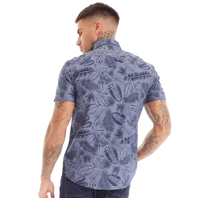 Mens Kaveri Short Sleeve Shirt Mid Blue Chambray 2 Mens Kaveri Short Sleeve Shirt Mid Blue Chambray