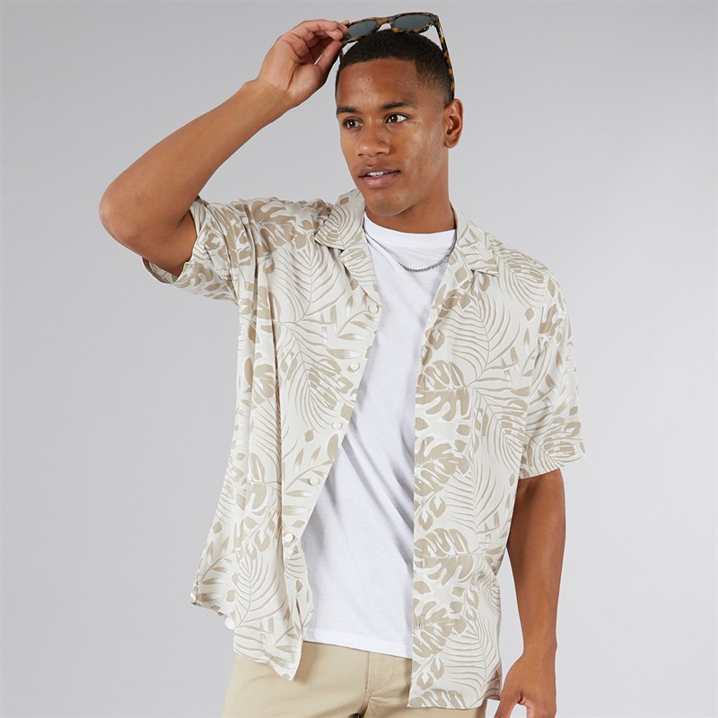 Mens Bloom Resort Short Sleeve Shirt Moonbeam