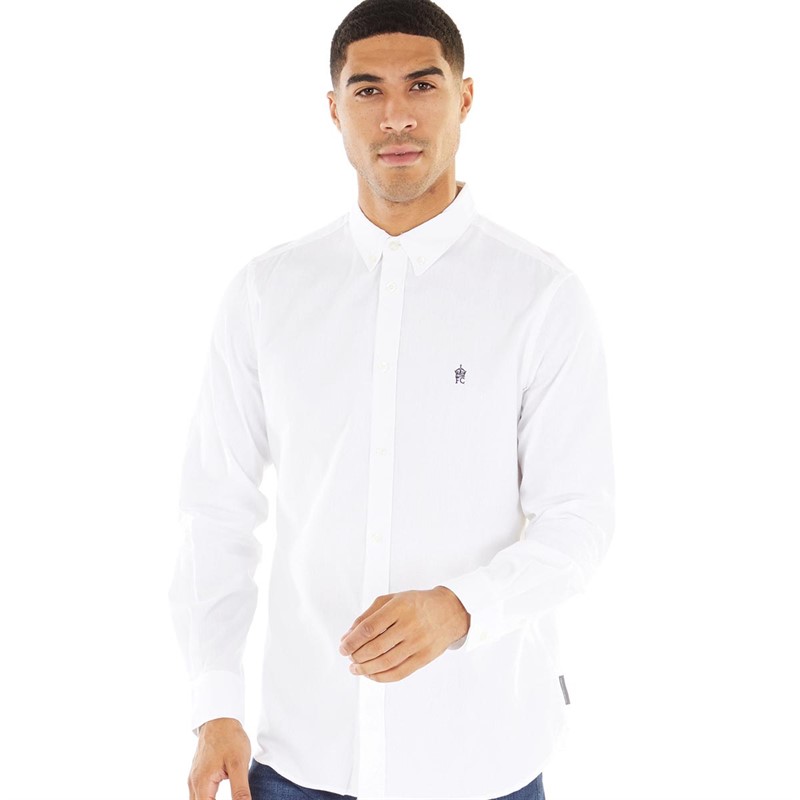 Mens Long Sleeve Oxford Shirt White/Marine 1 Mens Long Sleeve Oxford Shirt White/Marine