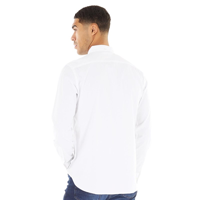 Mens Long Sleeve Oxford Shirt White/Marine 2 Mens Long Sleeve Oxford Shirt White/Marine