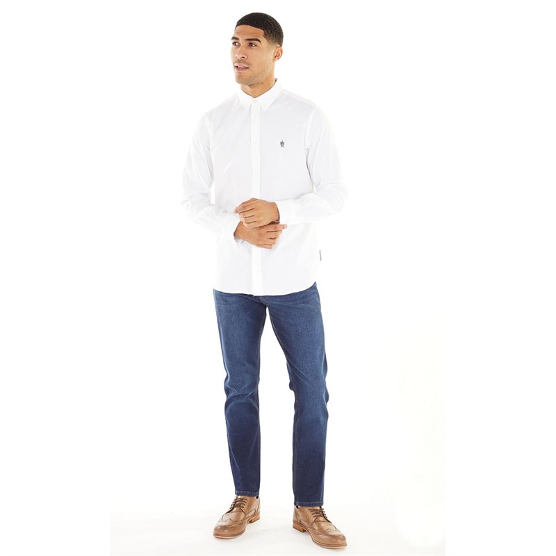 Mens Long Sleeve Oxford Shirt White/Marine 3 Mens Long Sleeve Oxford Shirt White/Marine