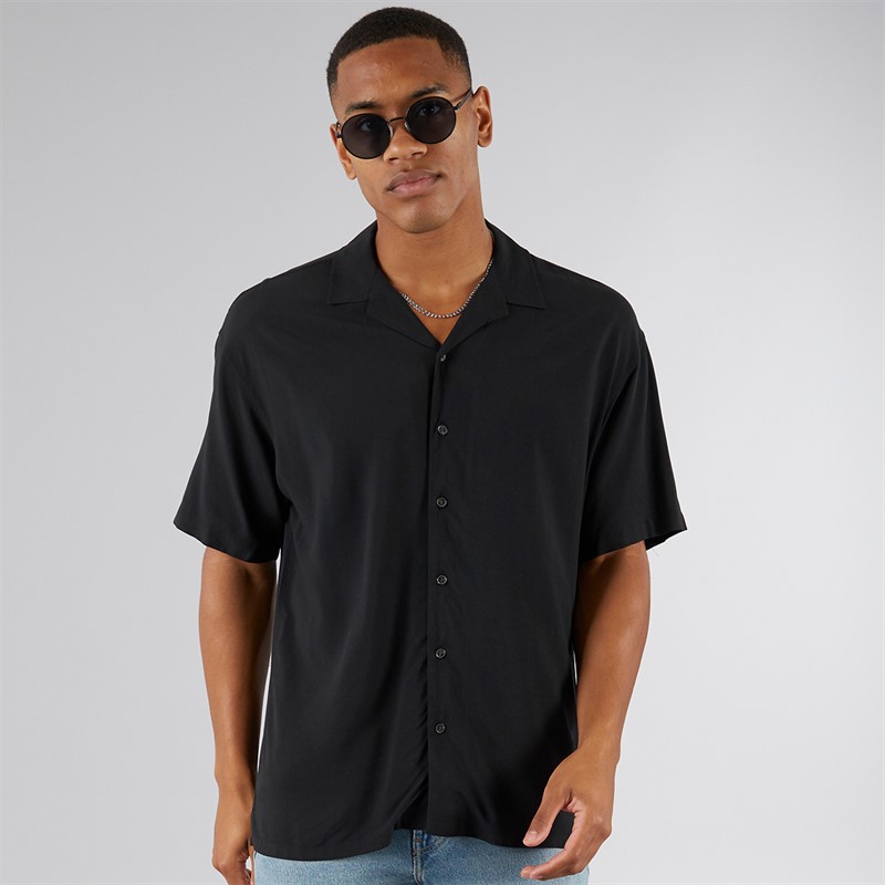Mens Water Resort Short Sleeve Shirt Black