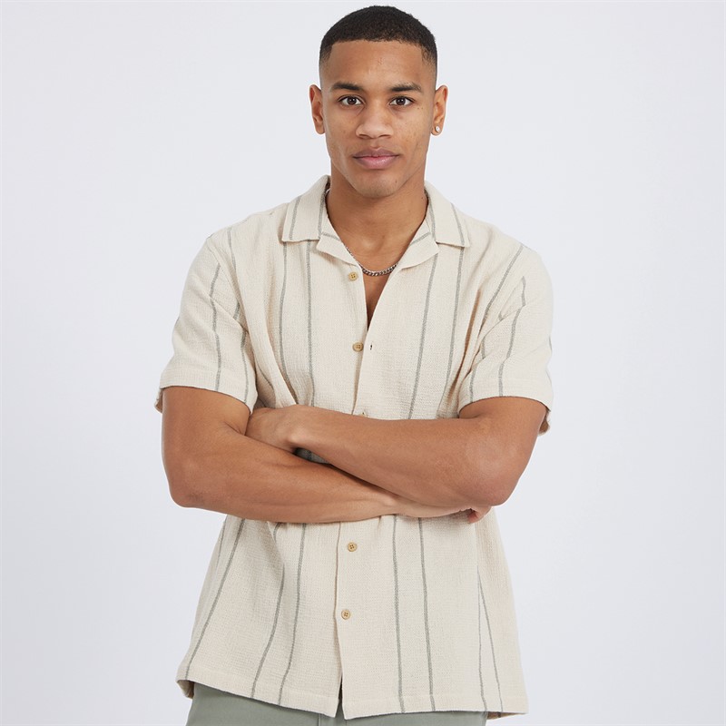 Mens Soresi Sorrt Sleeve Shirt Ecru/Sage Green