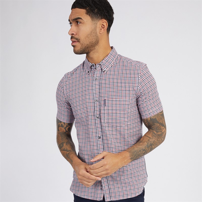 Mens Short Sleeve Gingham Shirt Multi