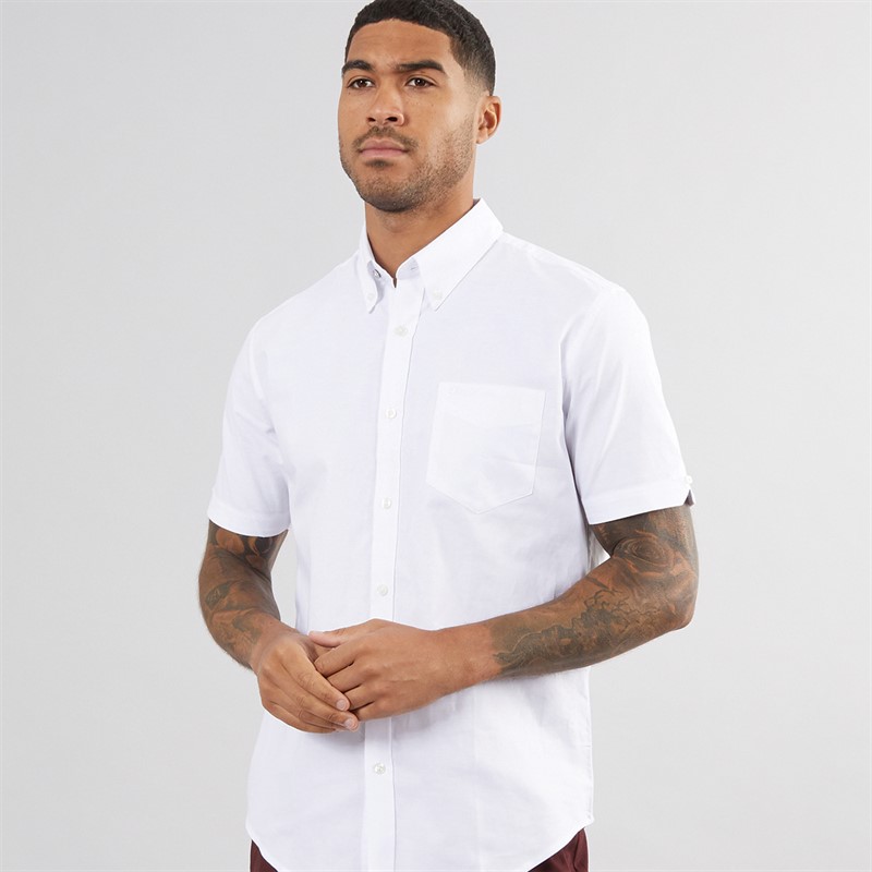Mens Short Sleeve Oxford Shirt White 1 Mens Short Sleeve Oxford Shirt White