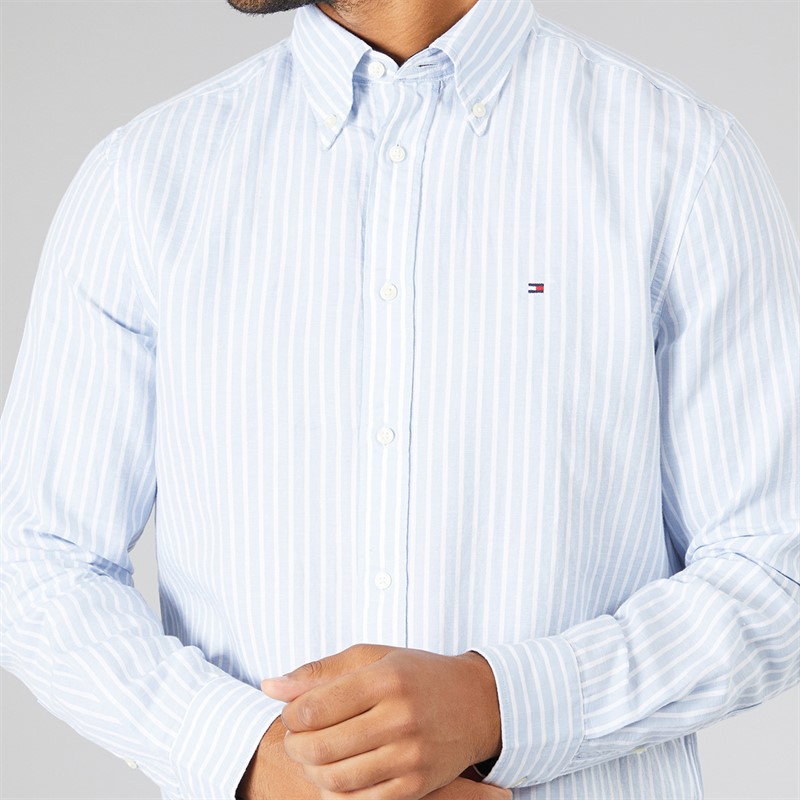 Mens Linen Blend Long Sleeve Shirt Breezy Blue/Stripe 5 Mens Linen Blend Long Sleeve Shirt Breezy Blue/Stripe