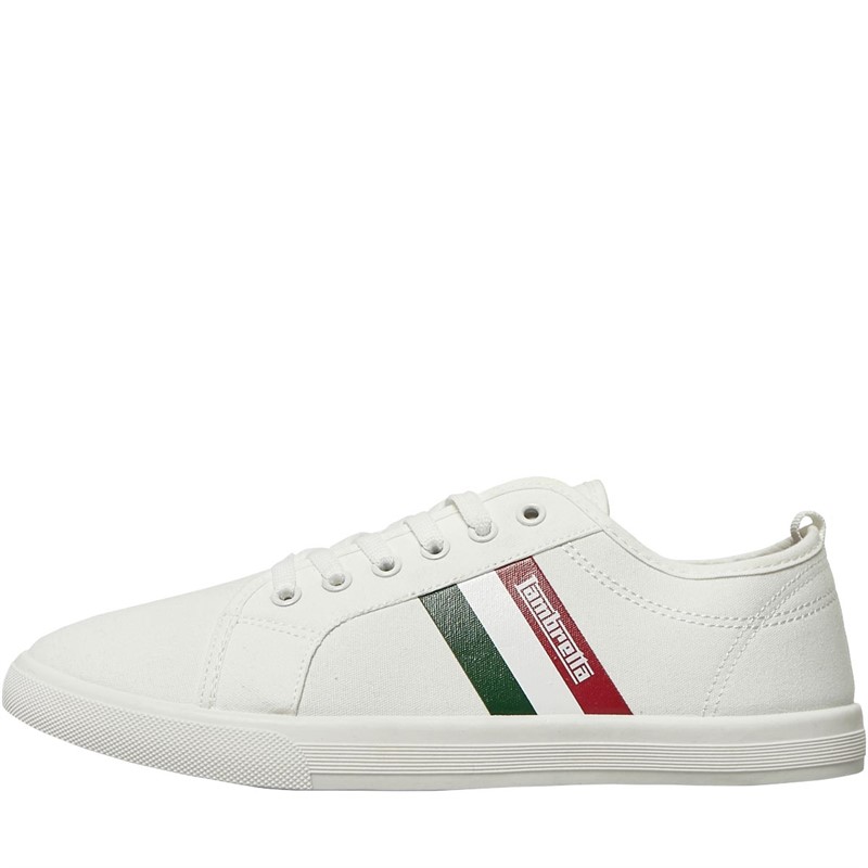 Mens Spike Canvas Pumps White