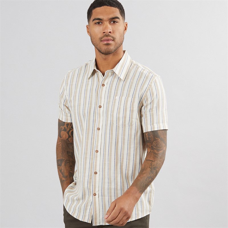 Mens Short Sleeve Mod Stripe Shirt Fog 1 Mens Short Sleeve Mod Stripe Shirt Fog