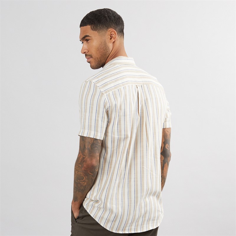 Mens Short Sleeve Mod Stripe Shirt Fog 2 Mens Short Sleeve Mod Stripe Shirt Fog