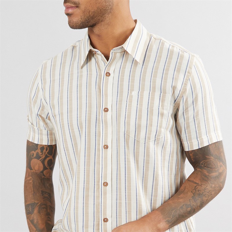 Mens Short Sleeve Mod Stripe Shirt Fog 3 Mens Short Sleeve Mod Stripe Shirt Fog