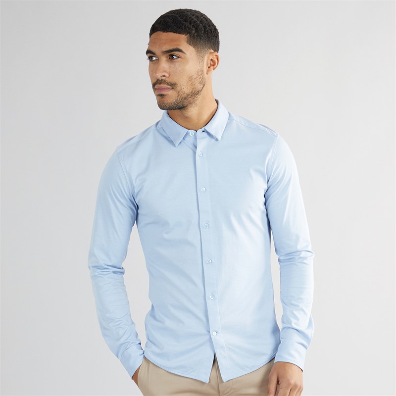 Mens Robin Long Sleeve Stretch Shirt Cashmere Blue