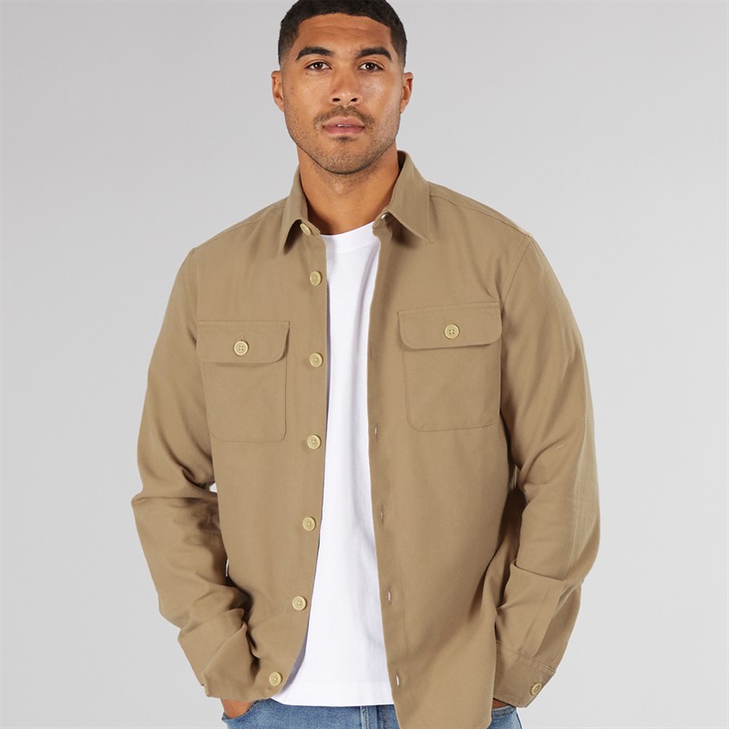 Mens Dean Solid Overshirt Crockery