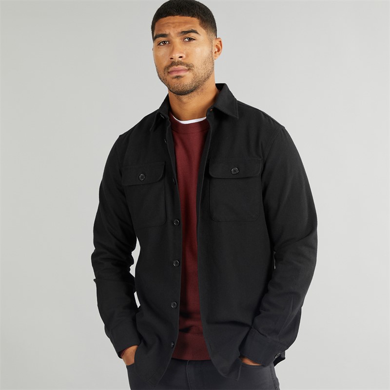 Mens Dean Solid Overshirt Black