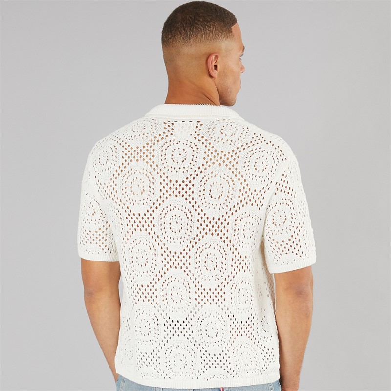 Mens Pointelle Crochet Cardigan Pointelle Crochet Egret 2 Mens Pointelle Crochet Cardigan Pointelle Crochet Egret