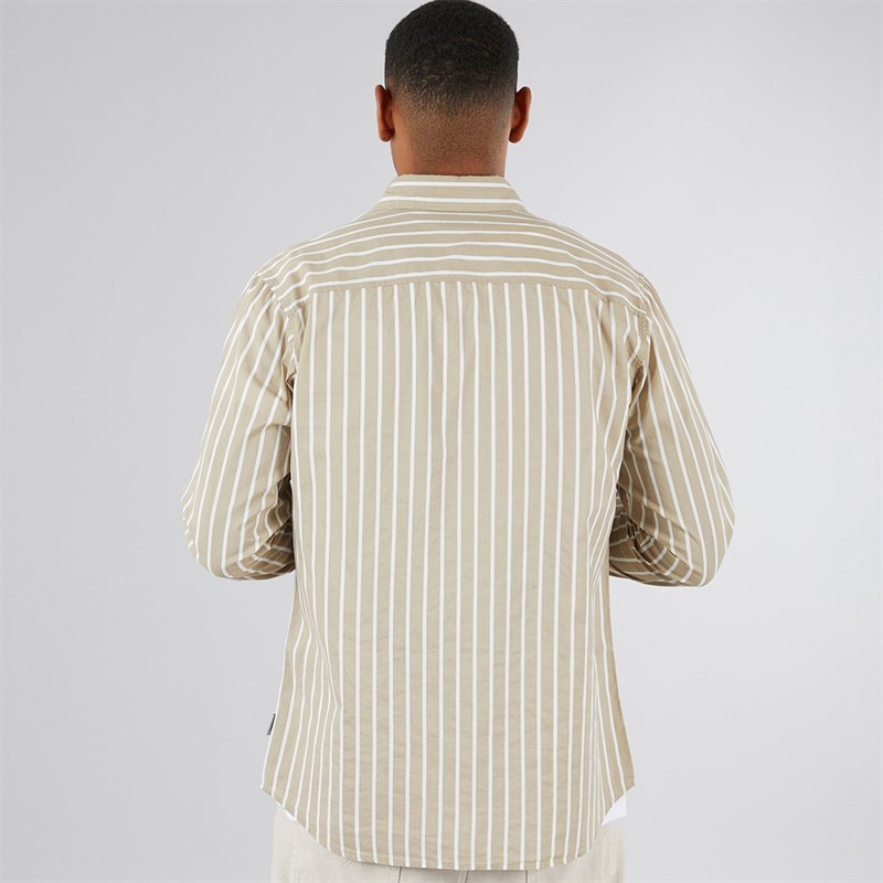 Mens Row Stripe Long Sleeve Shirt Crockery 2 Mens Row Stripe Long Sleeve Shirt Crockery