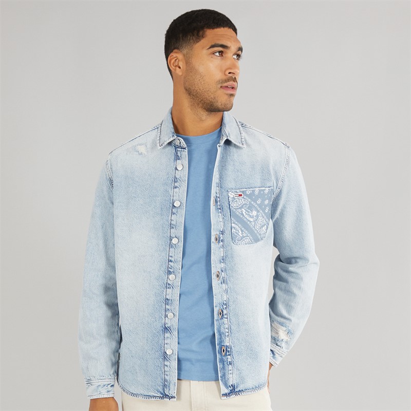 Mens Regular Denim Long Sleeve Shirt Denim Light 1 Mens Regular Denim Long Sleeve Shirt Denim Light