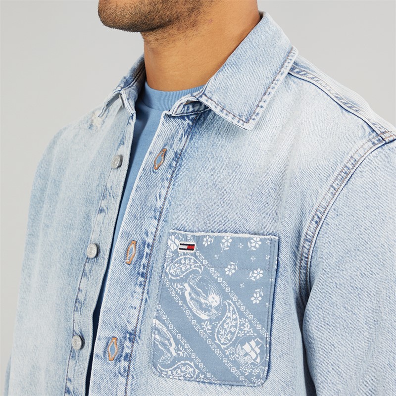 Mens Regular Denim Long Sleeve Shirt Denim Light 3 Mens Regular Denim Long Sleeve Shirt Denim Light