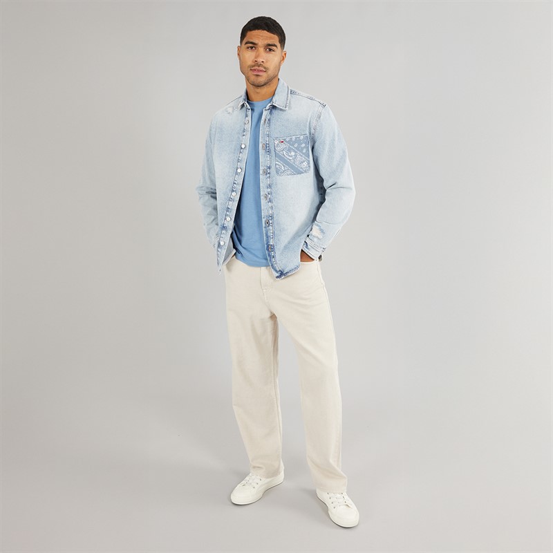 Mens Regular Denim Long Sleeve Shirt Denim Light 4 Mens Regular Denim Long Sleeve Shirt Denim Light