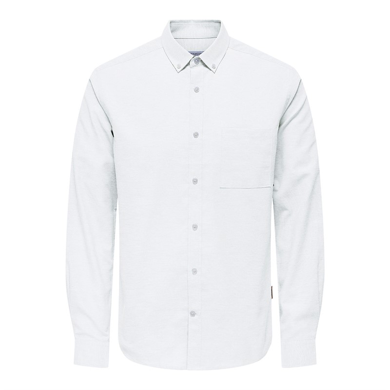 Mens Alvaro Slim Long Sleeve Oxford Shirt White