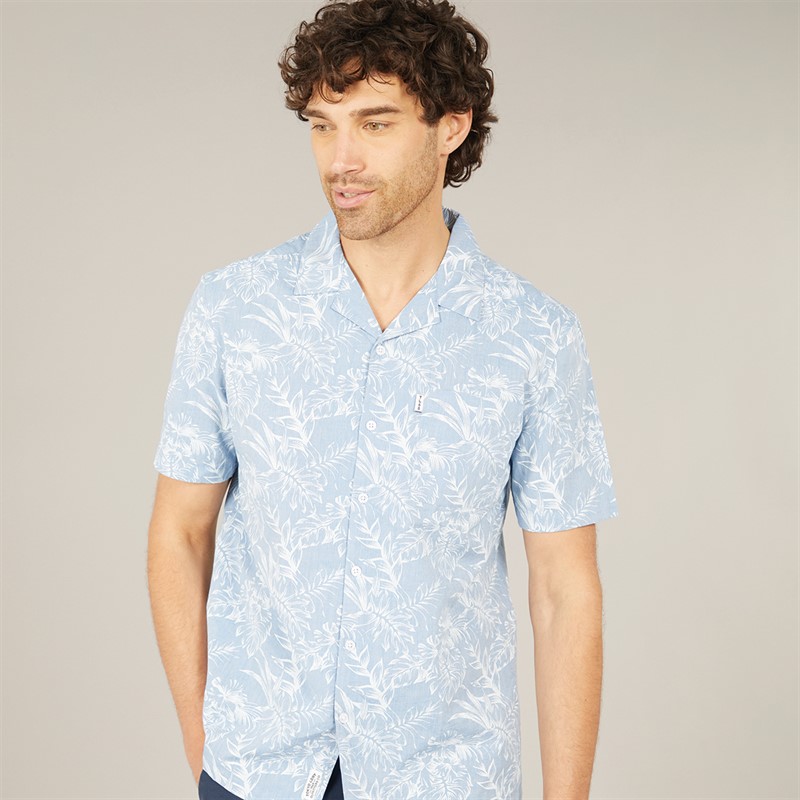 Mens Paraiso AOP Short Sleeve Shirt Blue