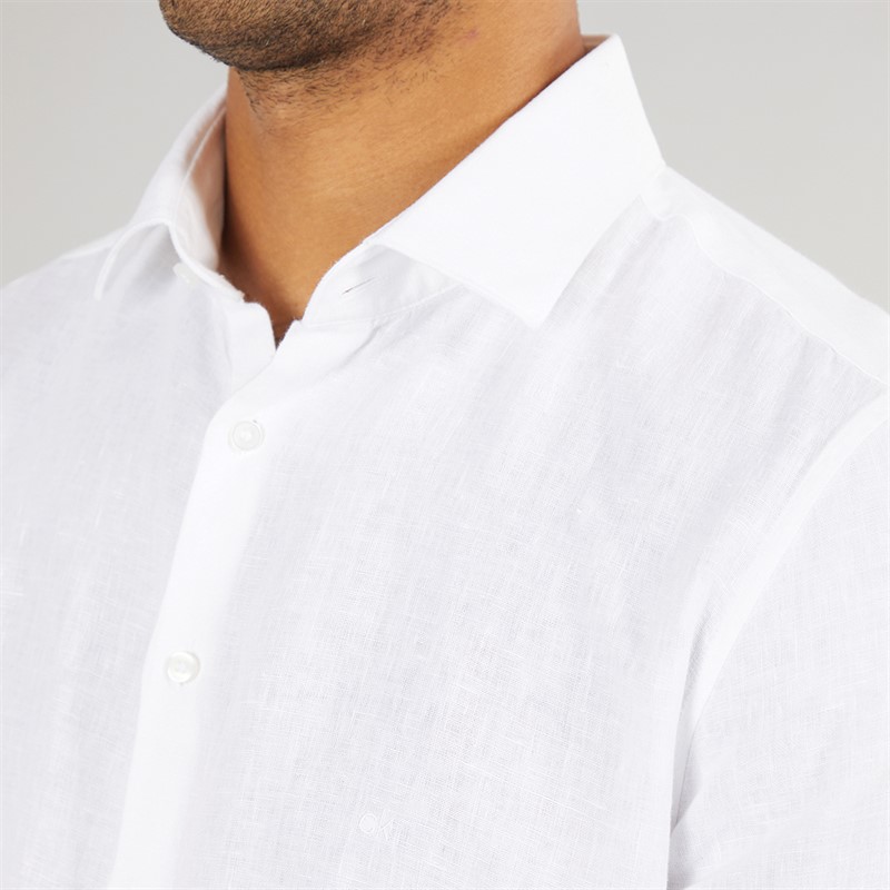 Mens Linen Slim Fit Long Sleeve Shirt White 3 Mens Linen Slim Fit Long Sleeve Shirt White