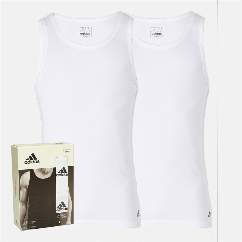 Mens Active Flex Cotton Two Pack Vests White 1 Mens Active Flex Cotton Two Pack Vests White
