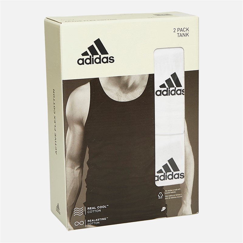 Mens Active Flex Cotton Two Pack Vests White 3 Mens Active Flex Cotton Two Pack Vests White