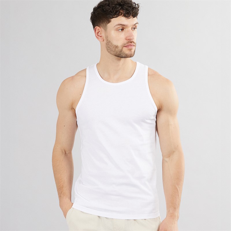 Mens Muscle Back Vest White
