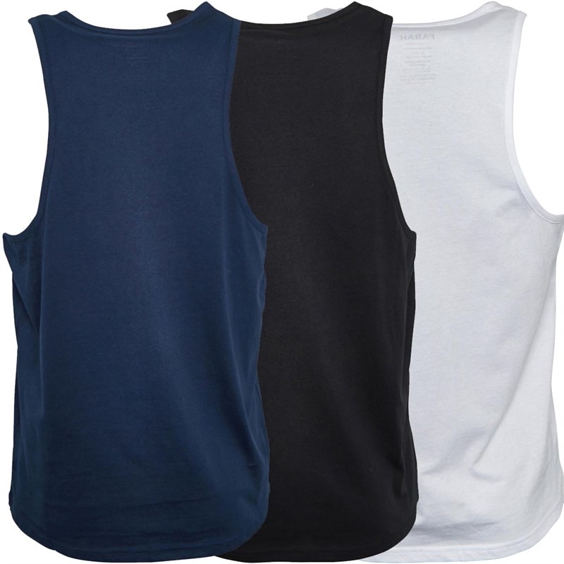 FARAH Mens Gallo Three Pack Vest With Logo Chest Print White/Navy/Black 2 FARAH Mens Gallo Three Pack Vest With Logo Chest Print White/Navy/Black