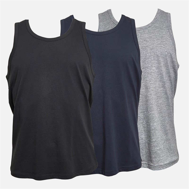 Mens Albacore Three Pack Vests Light Grey Marl/Sky Captain Navy/Jet Black