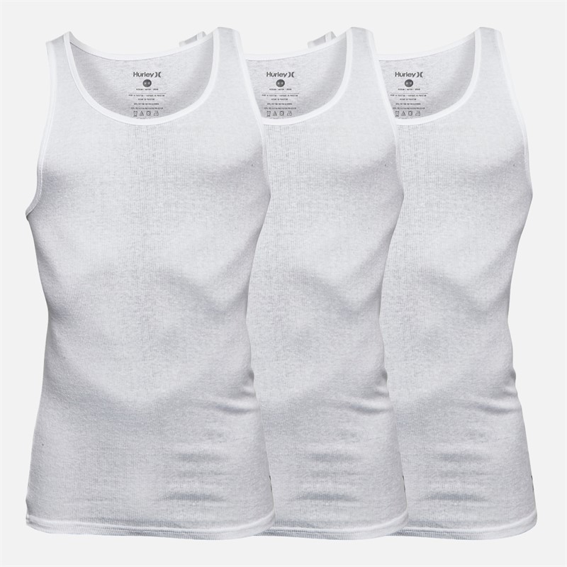 Mens Three Pack Classic Rib Vests White Traditional