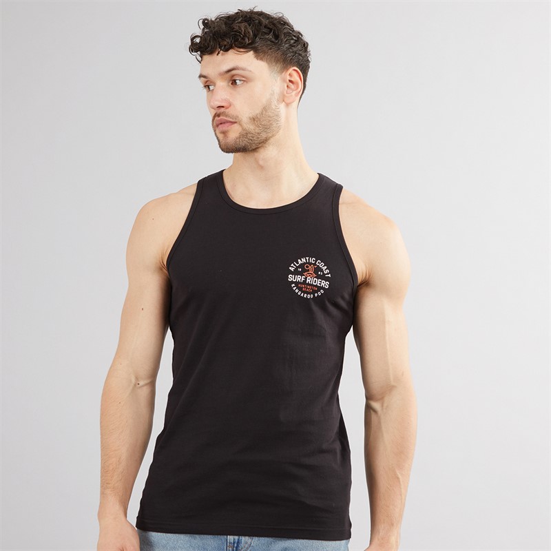 Mens Printed Muscle Back Vest Black/White