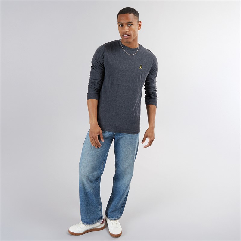Mens Franz Long Sleeve Crew Neck T-Shirt Dark Charcoal Marl/Light Grey Marl 4 Mens Franz Long Sleeve Crew Neck T-Shirt Dark Charcoal Marl/Light Grey Marl