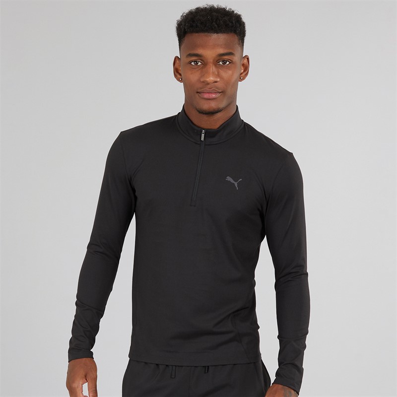 Mens Training Slim Fit 1/4 Zip Black