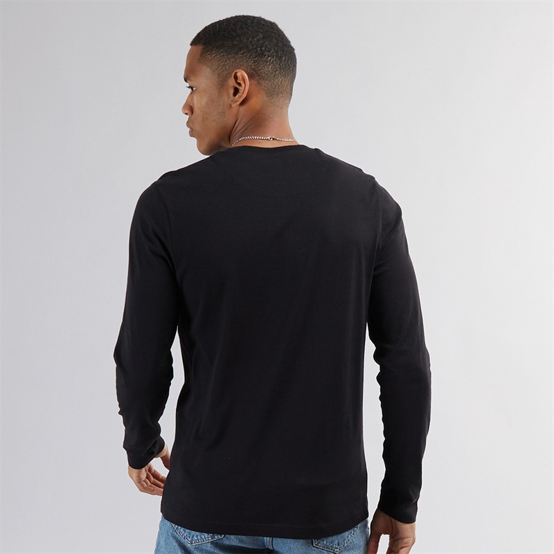 Mens Franz Long Sleeve Crew Neck T-Shirt Jet Black/Dark Charcoal Marl 2 Mens Franz Long Sleeve Crew Neck T-Shirt Jet Black/Dark Charcoal Marl