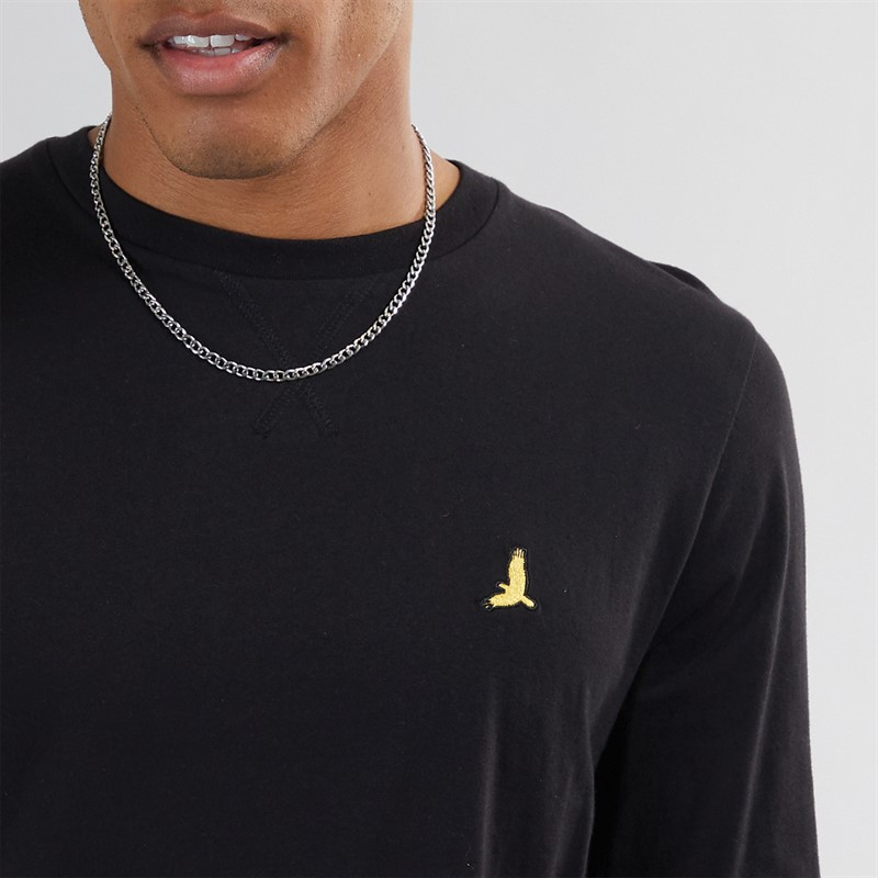 Mens Franz Long Sleeve Crew Neck T-Shirt Jet Black/Dark Charcoal Marl 4 Mens Franz Long Sleeve Crew Neck T-Shirt Jet Black/Dark Charcoal Marl