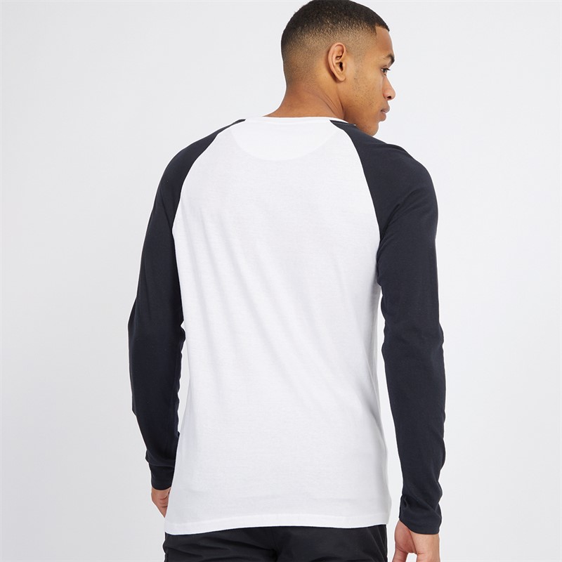 Mens Terence Long Sleeve Crew Neck T-Shirt Optic White/Dark Navy 2 Mens Terence Long Sleeve Crew Neck T-Shirt Optic White/Dark Navy