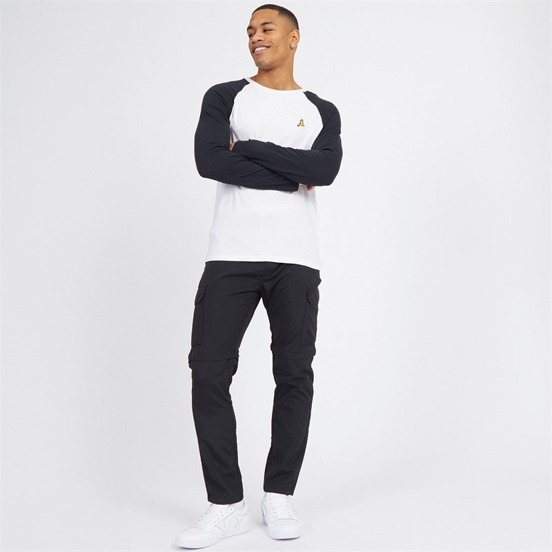 Mens Terence Long Sleeve Crew Neck T-Shirt Optic White/Dark Navy 3 Mens Terence Long Sleeve Crew Neck T-Shirt Optic White/Dark Navy