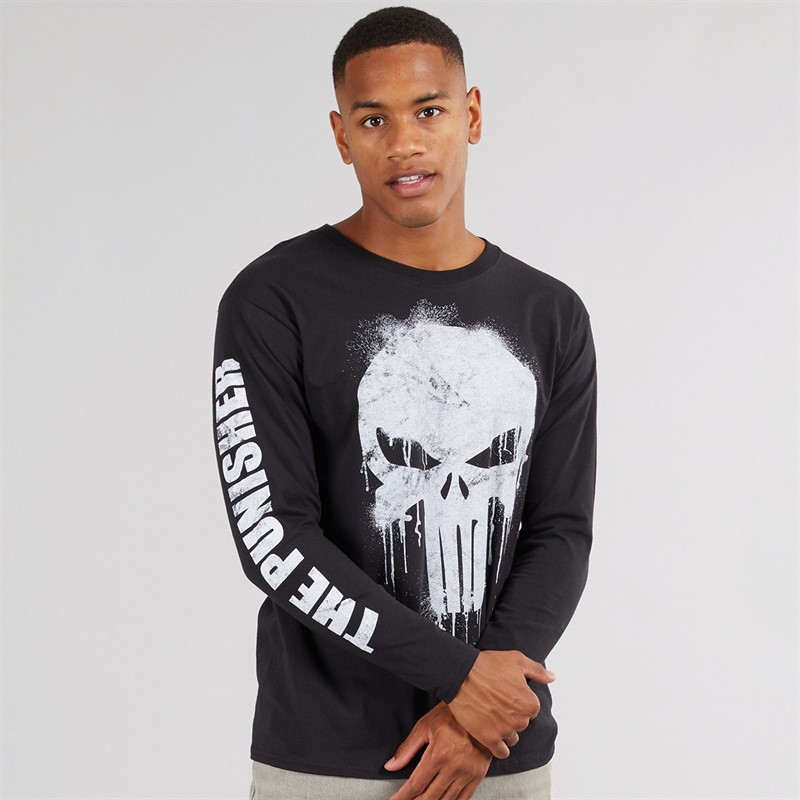 Mens The Punisher Skull Long Sleeve T-Shirt Black