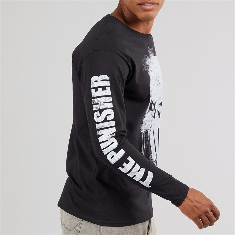 Mens The Punisher Skull Long Sleeve T-Shirt Black 3 Mens The Punisher Skull Long Sleeve T-Shirt Black