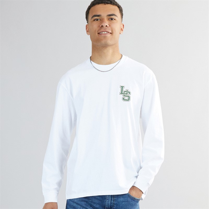 Mens Classic Relaxed T-Shirt LS Monogram 2.0 Bright White 1 Mens Classic Relaxed T-Shirt LS Monogram 2.0 Bright White